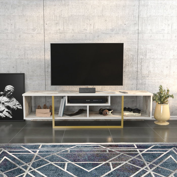 Hanah Home Asal 150 - Gold, Ephesus Soporte de TV Oro y Blanco Hanah Home Asal 150 - Gold, Ephesus Soporte de TV Oro y Blanco